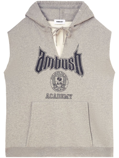 Ambush Convertible Logo-print Hoodie In Grey