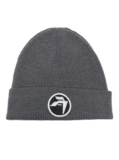 Ambush Logo-embroidered Knitted Beanie In Grey