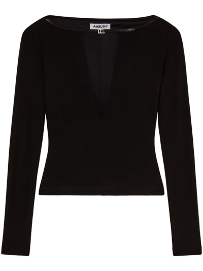 Ambush V-neck Jersey Top In Black