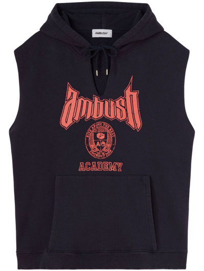 Ambush Academy Sleeveless Cotton-blend Hoodie In Black
