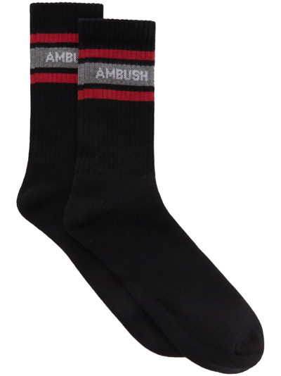Ambush Intarsia-logo Ankle Socks In Black