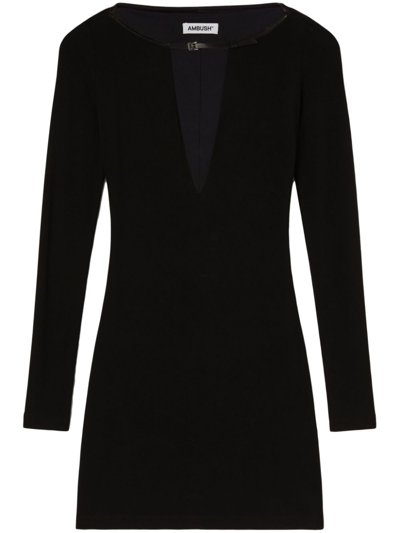 Ambush V-neck Jersey Minidress In Black