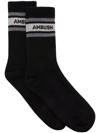 Ambush Logo-jacquard Ribbed Socks In Black