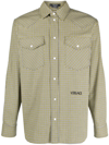 VERSACE LOGO-EMBROIDERED CHECKED SHIRT