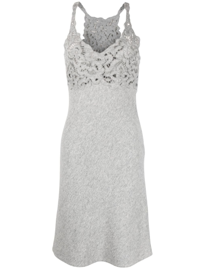 Ermanno Scervino Crochet-panel Sleeveless Dress In Grey