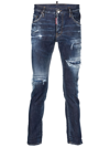 Dsquared2 Distressed-finish Tapered-leg Jeans In Blue