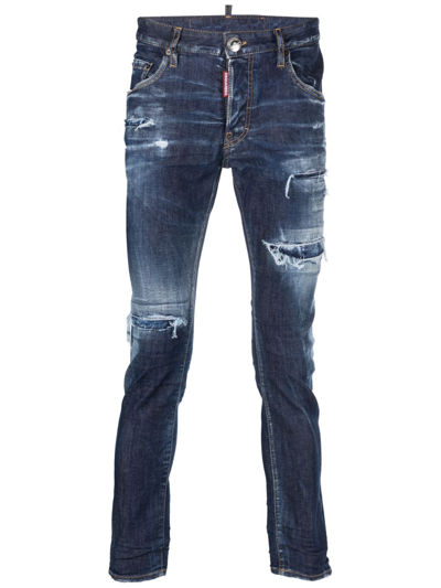 Dsquared2 Distressed-finish Tapered-leg Jeans In Black