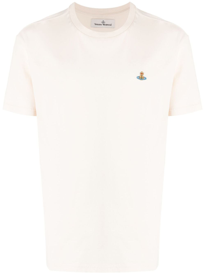 Vivienne Westwood Cotton Orb-embroidered T-shirt In Neutrals