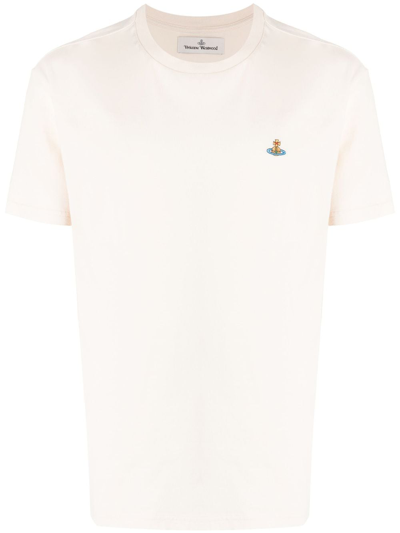 Vivienne Westwood Orb-embroidered Stretch-cotton T-shirt In White
