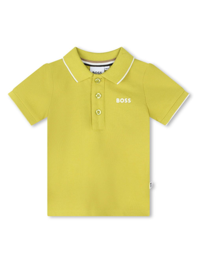 Bosswear Babies' Logo-print Cotton Polo Shirt In Yellow
