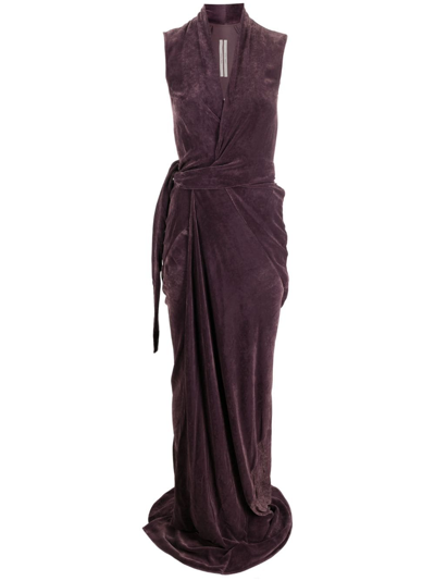 Rick Owens V-neck Draped Gown In Purple