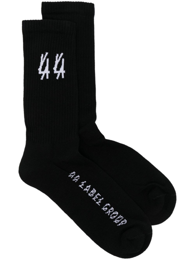 44 Label Group Logo-embroidered Ankle-length Socks In Black
