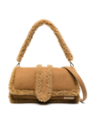 Jacquemus Le Bambimou Doux Shearling-trimmed Leather Shoulder Bag In Brown