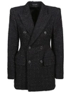 Balenciaga Double-breasted Bouclé Blazer In Black