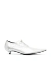Comme Des Garçons Silver Kitten Heel Oxfords In Metallic