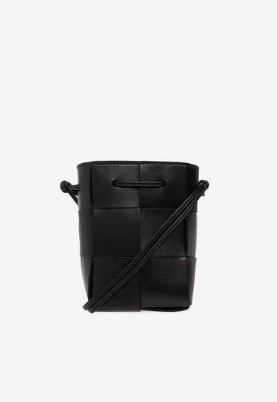 Bottega Veneta Women's Small Cassette Intreccio Leather Bucket Bag In Black