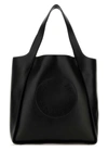Stella Mccartney Perforated Logo Vegan Leather Tote Bag In Black