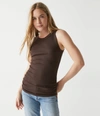 Michael Stars Halley Ribbed Tank With Ruching In Java