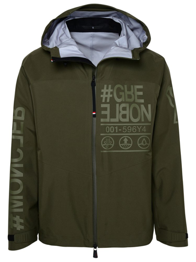 Moncler Grenoble Logo Printed Hooded Jacket In Green