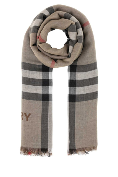 Burberry Frayed Edge Checked Scarf In Multi