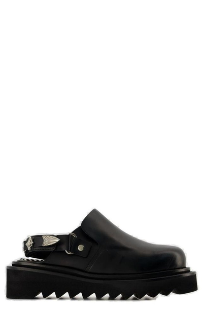 Toga Black Embellished Loafers In Schwarz