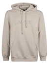 Lanvin Logo Embroidered Cotton Hoodie In Mastic
