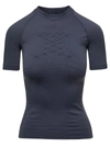 BALENCIAGA BALENCIAGA ENERGY ACCUMULATOR DARK GREY FITTED T-SHIRT WITH PERFORATED DETAILS IN STRETCH POLYAMIDE 