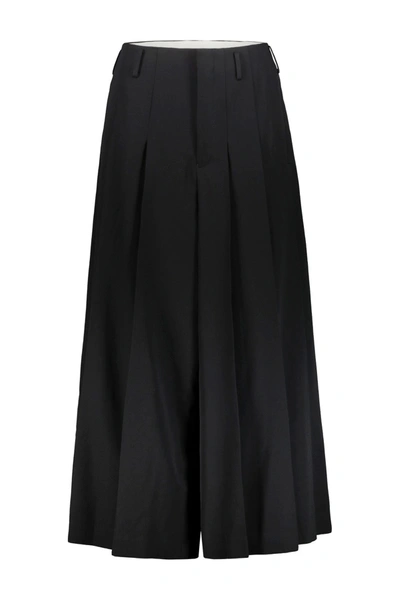 Comme Des Garçons Cropped Pleated Trousers In Black