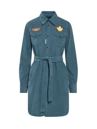 Dsquared2 One Life Jean Shirt Dress In Sea Pine