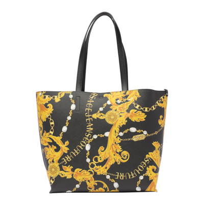 Versace Jeans Couture Chain Couture Printed Top Handle Bag In Black