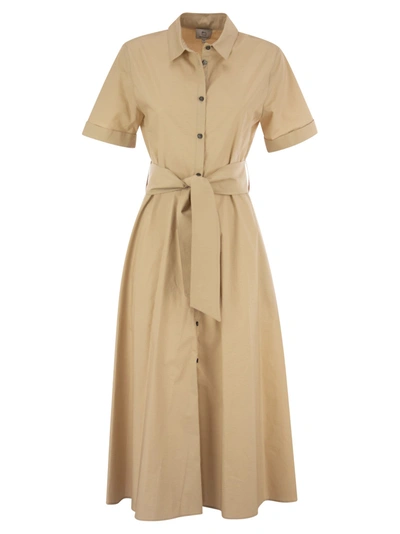 Woolrich Belted Shirt Dress In Beige