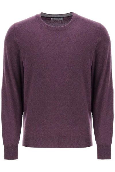 Brunello Cucinelli Cashmere Crewneck Sweater In Purple