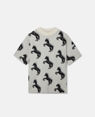 Stella Mccartney Pixel Horse Jacquard T-shirt In White