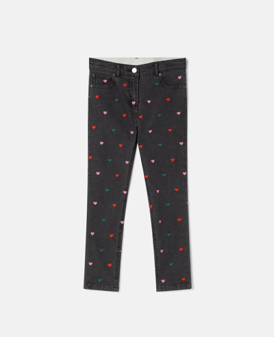 Stella Mccartney Heart Embroidery Skinny Jeans In White Multicolour
