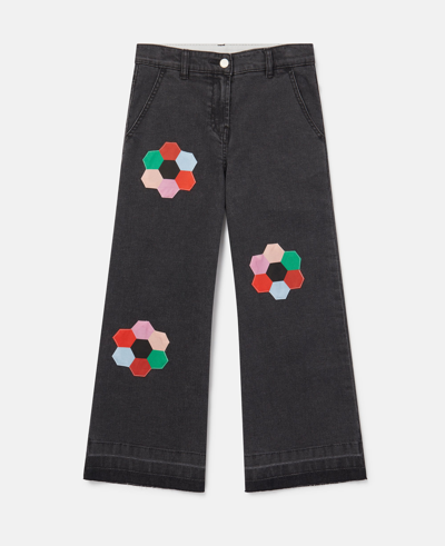 Stella Mccartney Hexagon Embroidery Flared Jeans In Navy