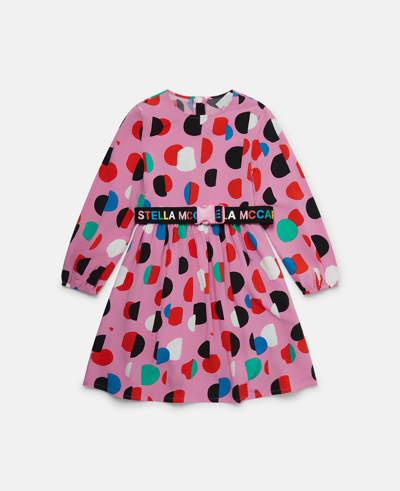 Stella Mccartney Kids' Logo Tape Dot Print Dress In Black