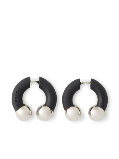 Ambush Two-tone Barbell Earrings In Silver