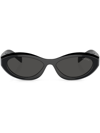 Prada Logo Acetate & Plastic Wrap Sunglasses In 16k08z Black