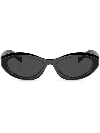 Prada Logo-print Round-frame Sunglasses In Black