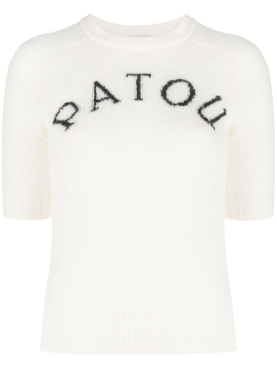 Patou Logo-intarsia Knitted Top In Neutrals