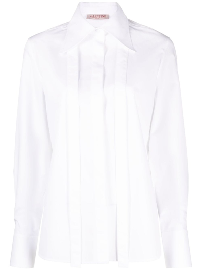 Valentino Scarf-detail Cotton Poplin Shirt In White