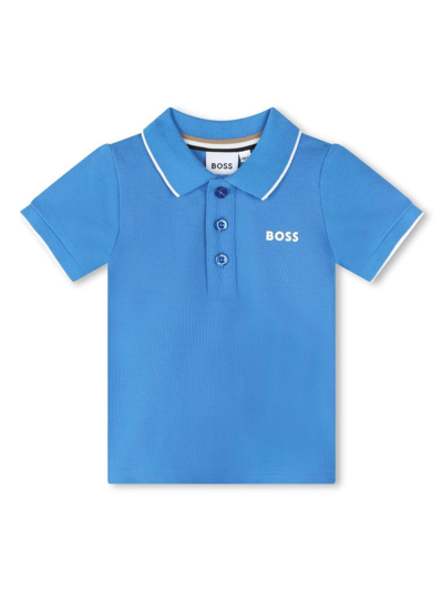 Bosswear Babies' Logo-print Cotton Polo Shirt In Navy