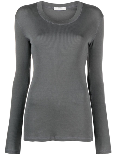 Lemaire Rib Cotton Long Sleeve T-shirt In Storm Grey