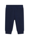 Kenzo Logo-patch Cotton Trousers In Blue