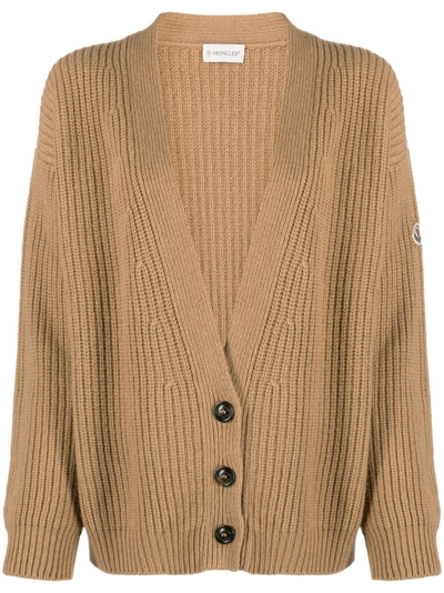 Moncler Cashmere Blend Button-front Cardigan In Brown
