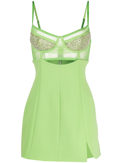 Rachel Gilbert Hartley Bead-embellished Dress In Green