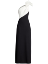 Tadashi Shoji Flower One-shoulder Gown In Black