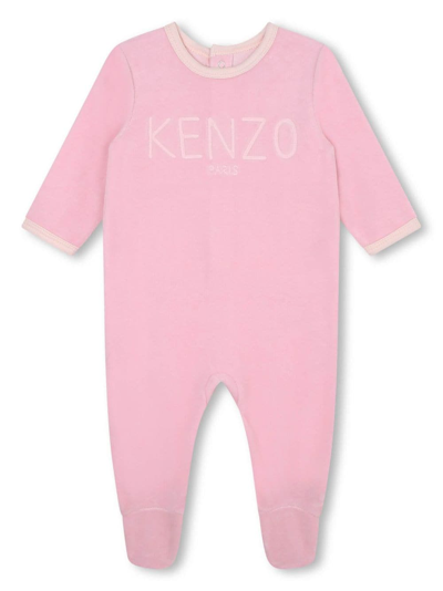 Kenzo Babies' Logo-print Long-sleeves Set In Pink