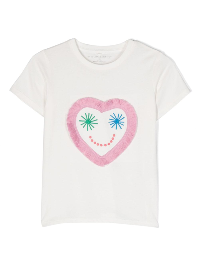 Stella Mccartney Kids' Heart-embroidered T-shirt In White