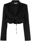Jacquemus La Veste Croissant Virgin Wool Jacket In Black
